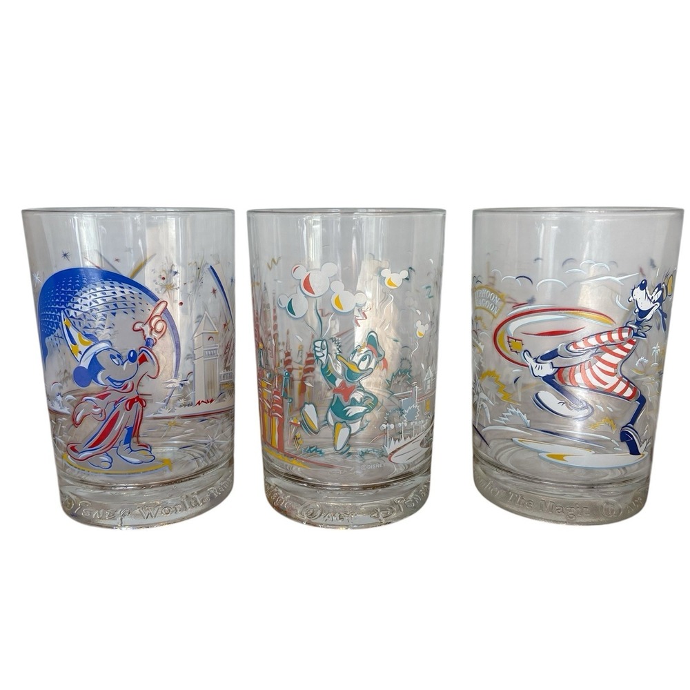 McDonald's Disney World 25th Anniversary Glasses Set of 3 1996 See Pictures